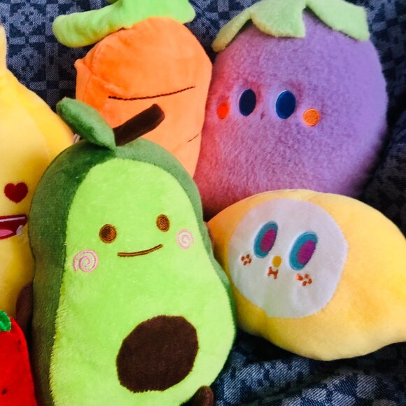 Lot 8 Kawaii Plush Toys Foodie Fruit Veggie Avocado Banana Eggplant Cute Gift - Picture 3 of 4